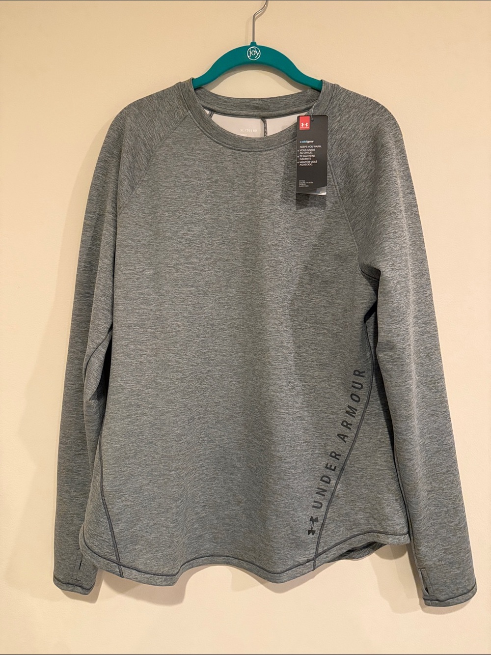 NWT Under Armour Gray ColdGear Crew Neck Performance Top XL